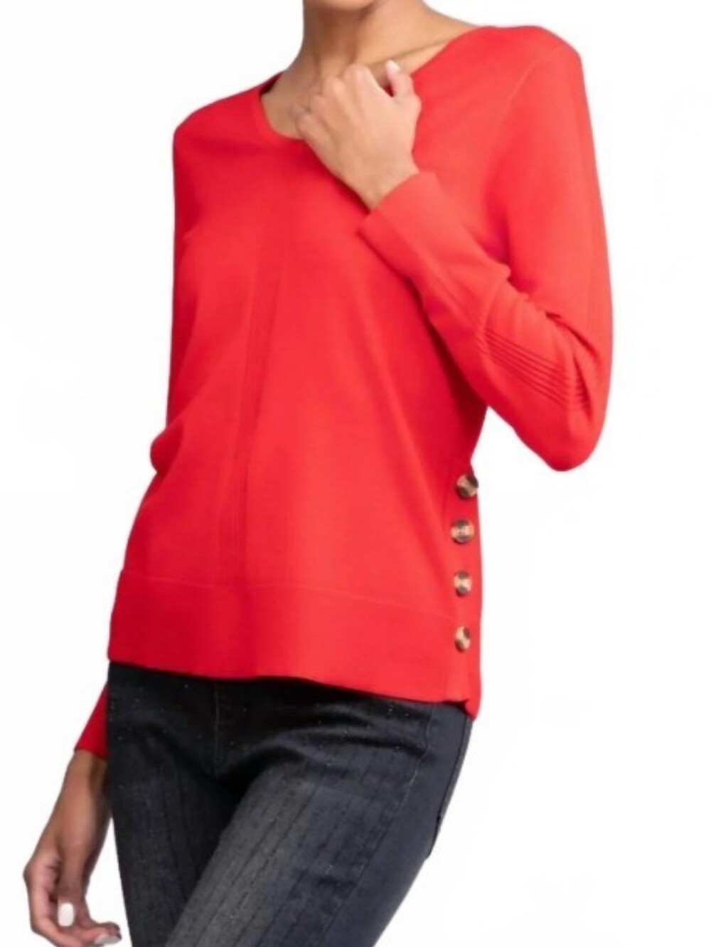 NWOT Alison Sheri V-Neck Soft Knit Jumper Sweater Red Viscose Timeless Chic - XL